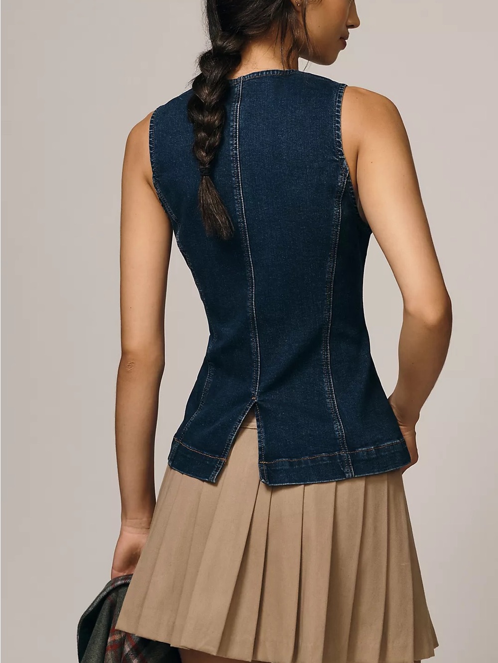 Nwot Maeve Dark Blue Denim Sleeveless Button-Front Top - Picture 6 of 6
